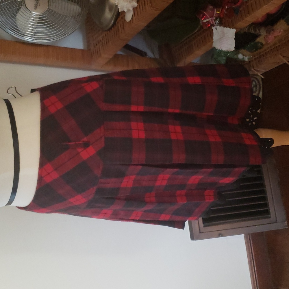 Chou Yatou Red Plaid Skirt With Black Eyelet Trim Size XXL - Picture 13 of 16